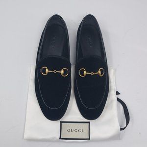 Gucci Black Velvet Jordaan Loafers